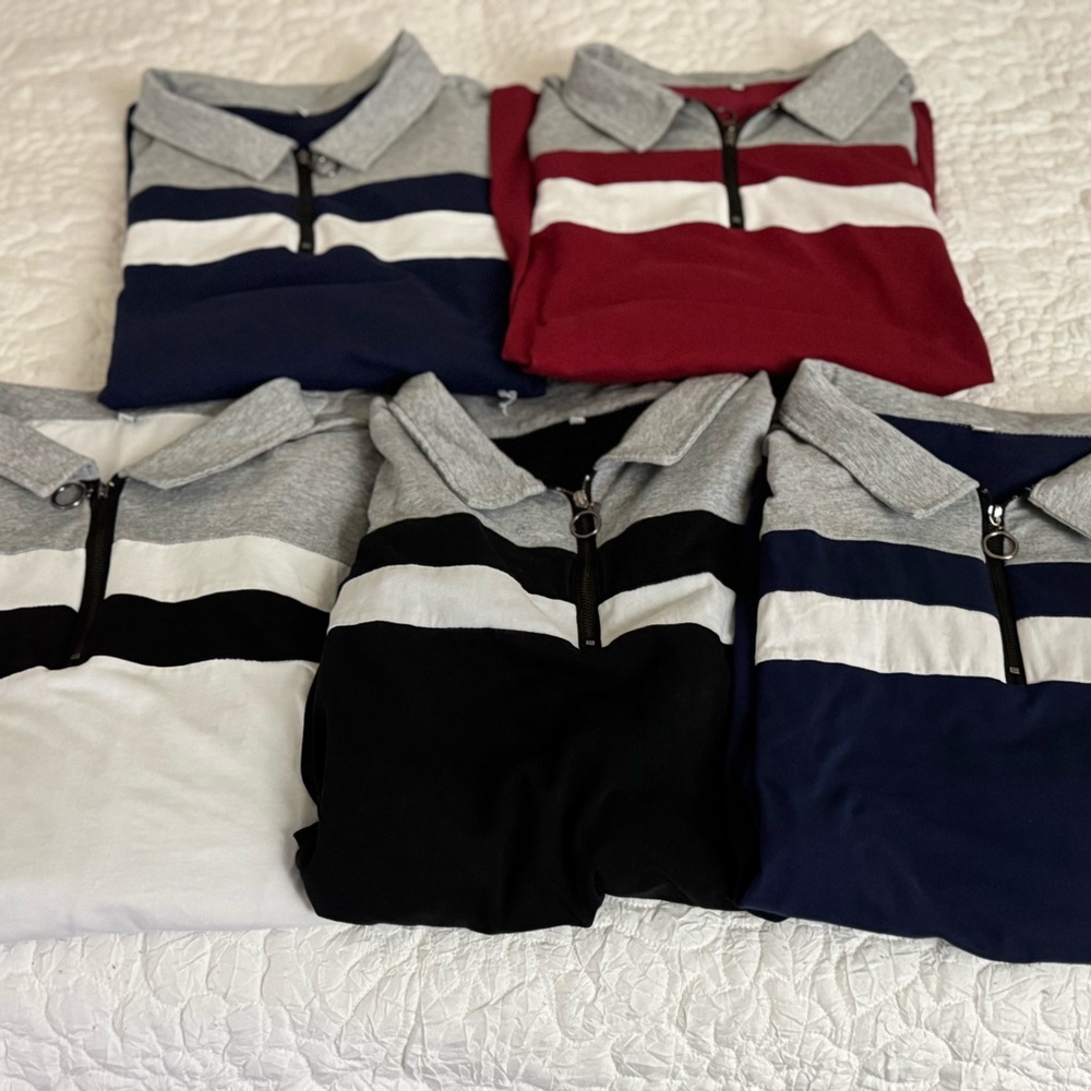 Men's Striped Half-Zip Sweater Collection - XXL
